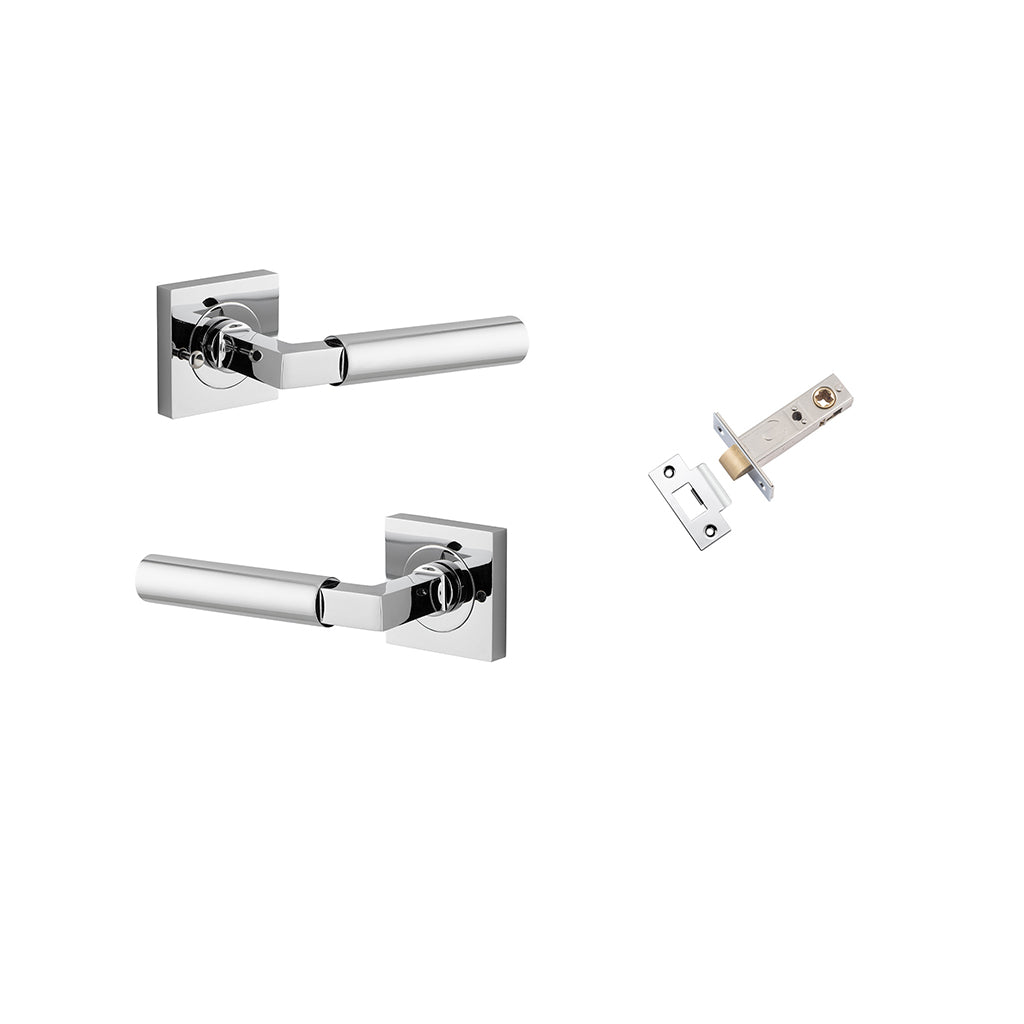 Berlin Lever - Square Rose Polished Chrome / Privacy / Inbuilt Privacy Kit