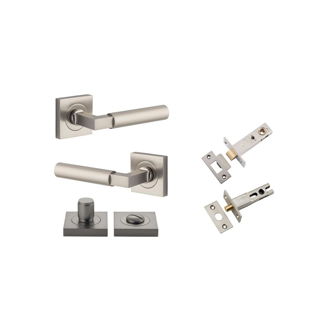 Berlin Lever - Square Rose Satin Nickel / Privacy / Separate Privacy Kit