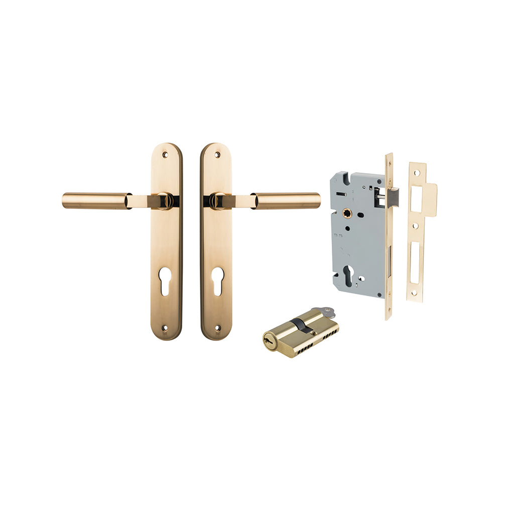 Berlin Lever - Oval Backplate Polished Brass / Entrance / Entrance Kit Dual Function (Key-Key)