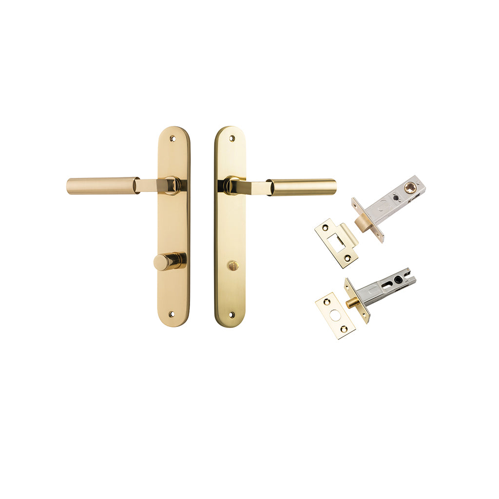 Berlin Lever - Oval Backplate Polished Brass / Privacy / Separate Privacy Kit