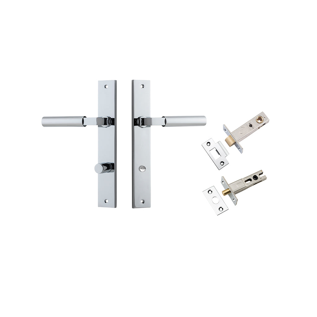 Berlin Lever - Rectangular Backplate Polished Chrome / Privacy / Separate Privacy Kit