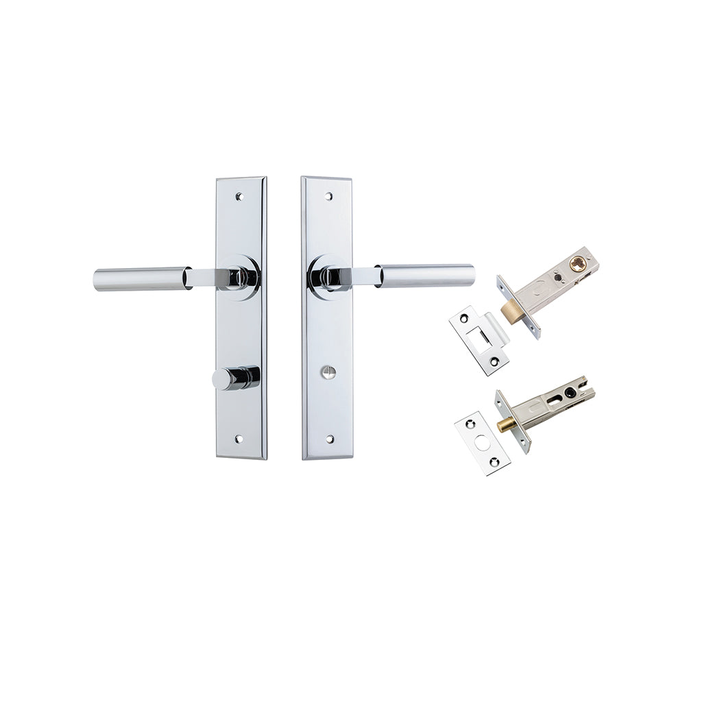 Berlin Lever - Chamfered Backplate Polished Chrome / Privacy / Separate Privacy Kit