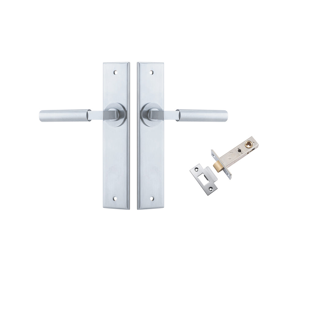 Berlin Lever - Chamfered Backplate Brushed Chrome / Passage / Passage Kit