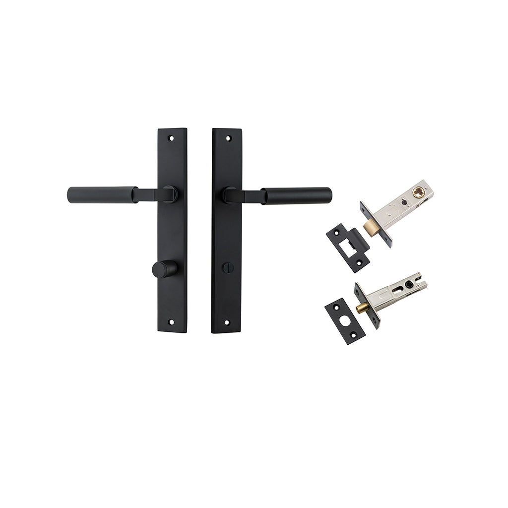 Berlin Lever - Rectangular Backplate Matt Black / Privacy / Separate Privacy Kit