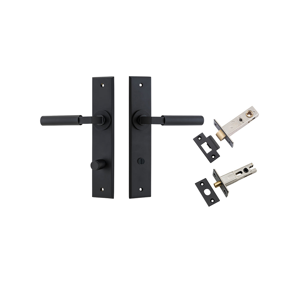 Berlin Lever - Chamfered Backplate Matt Black / Privacy / Separate Privacy Kit