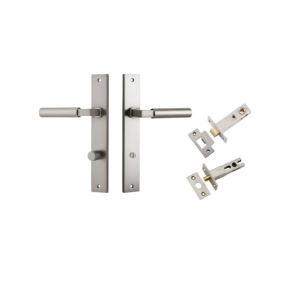 Berlin Lever - Rectangular Backplate Satin Nickel / Privacy / Separate Privacy Kit