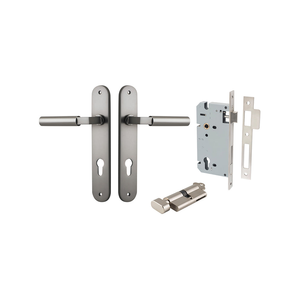 Berlin Lever - Oval Backplate Satin Nickel / Entrance / Entrance Kit (Key-Thumb)