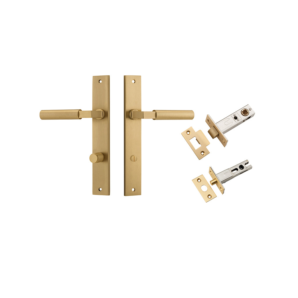 Berlin Lever - Rectangular Backplate Brushed Brass / Privacy / Separate Privacy Kit