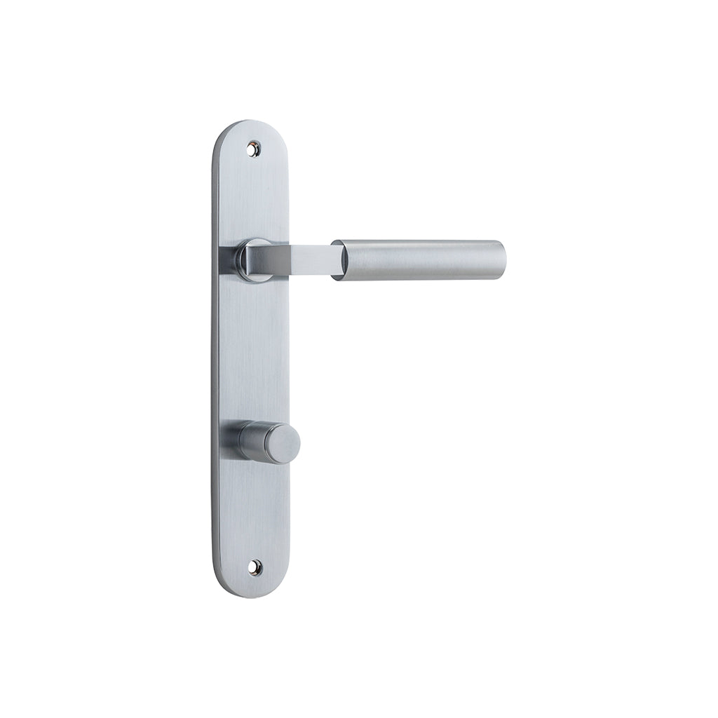 Berlin Lever - Oval Backplate Brushed Chrome / Privacy / Lever Set Only