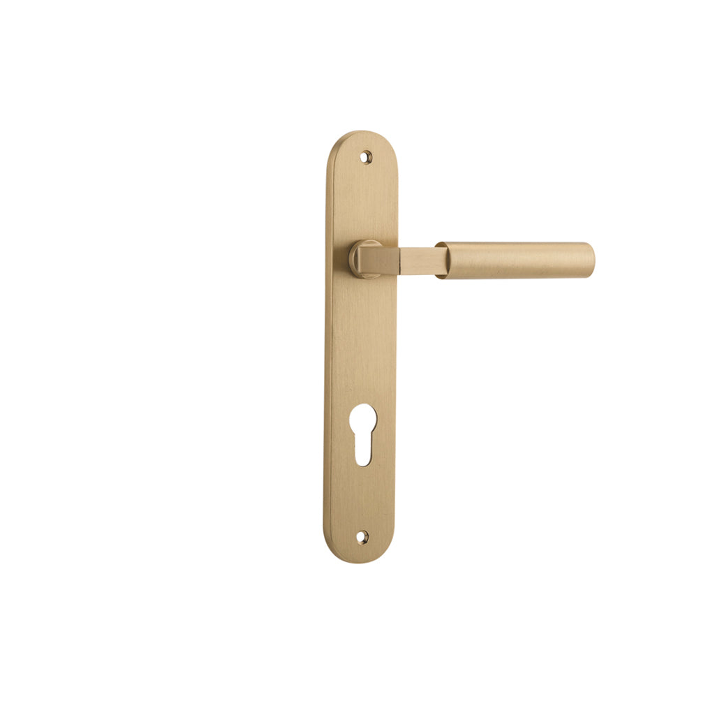 Berlin Lever - Oval Backplate Brushed Brass / Entrance / Lever Set Only
