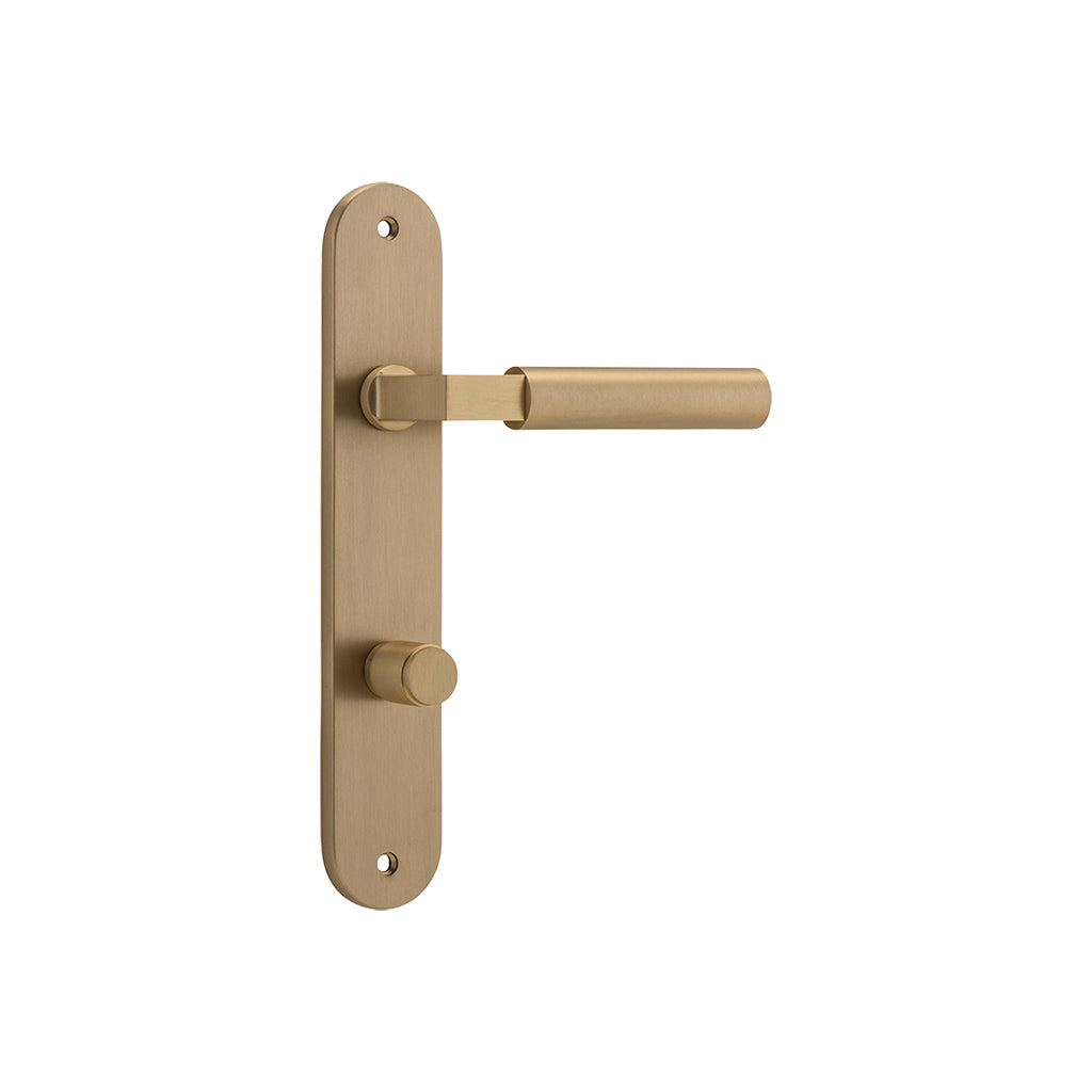 Berlin Lever - Oval Backplate Brushed Brass / Privacy / Lever Set Only