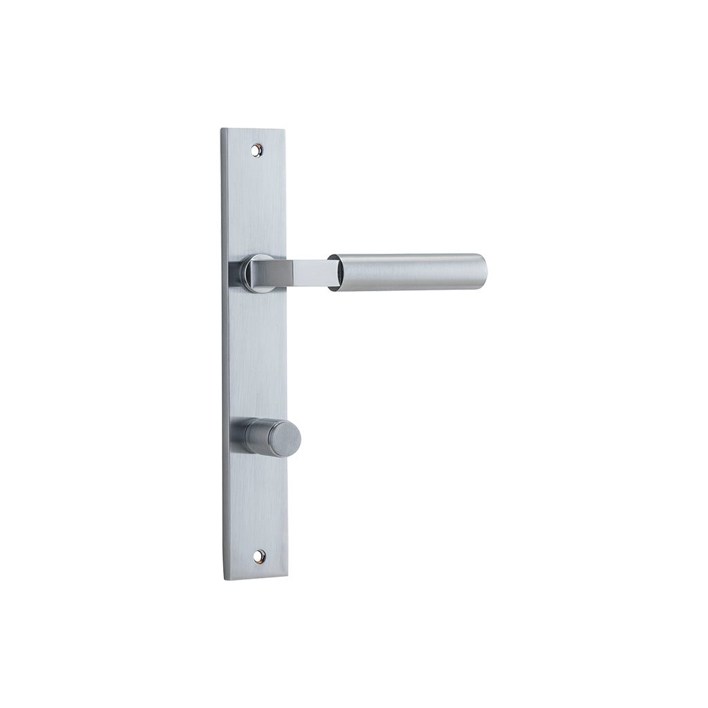 Berlin Lever - Rectangular Backplate Brushed Chrome / Privacy / Lever Set Only