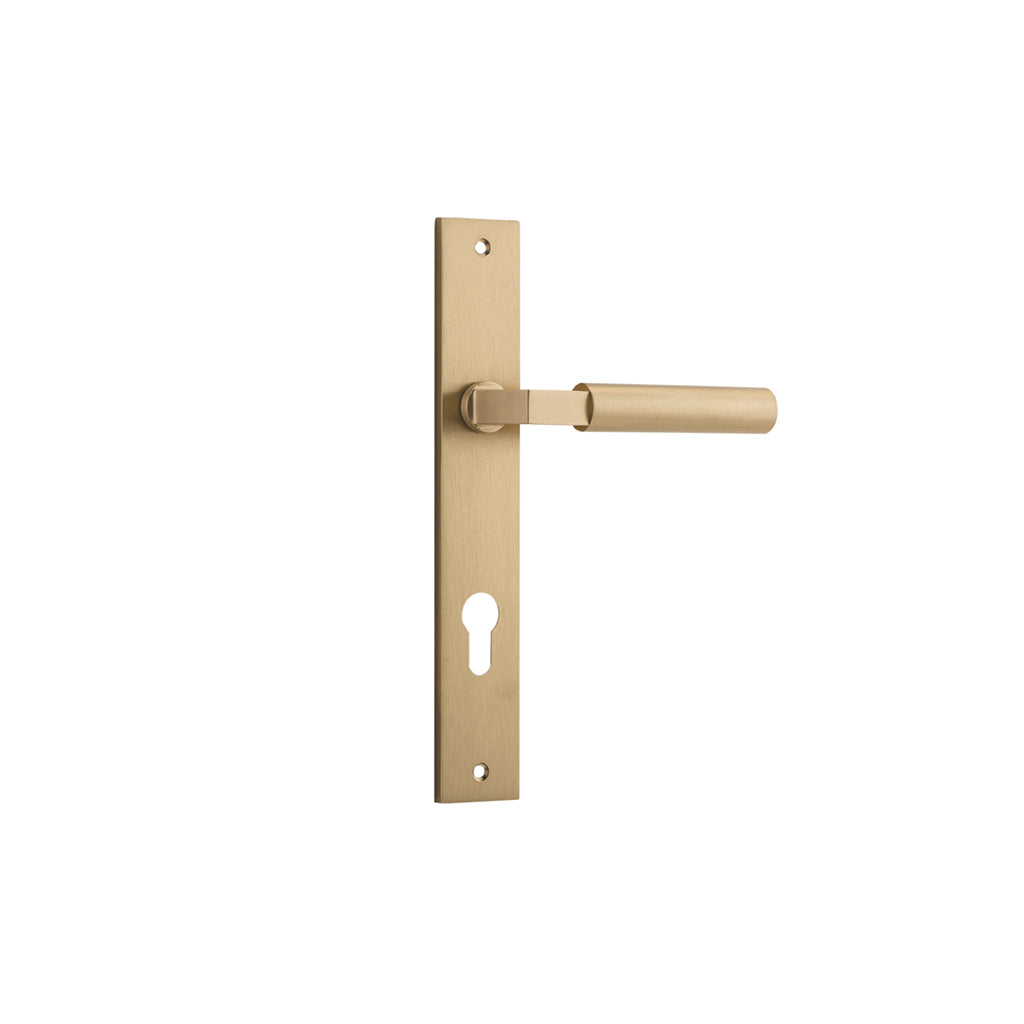 Berlin Lever - Rectangular Backplate Brushed Brass / Entrance / Lever Set Only