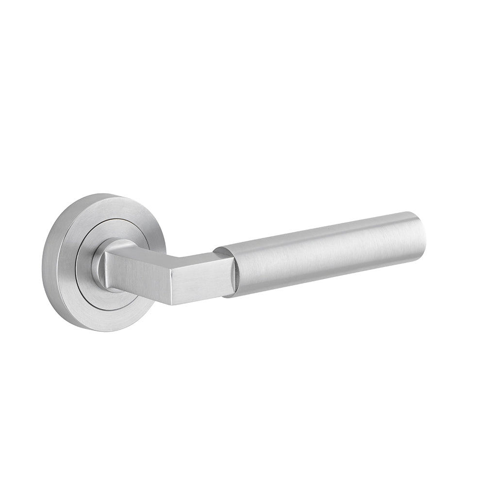 Berlin Lever - Round Rose Brushed Chrome / Passage / Lever Set Only
