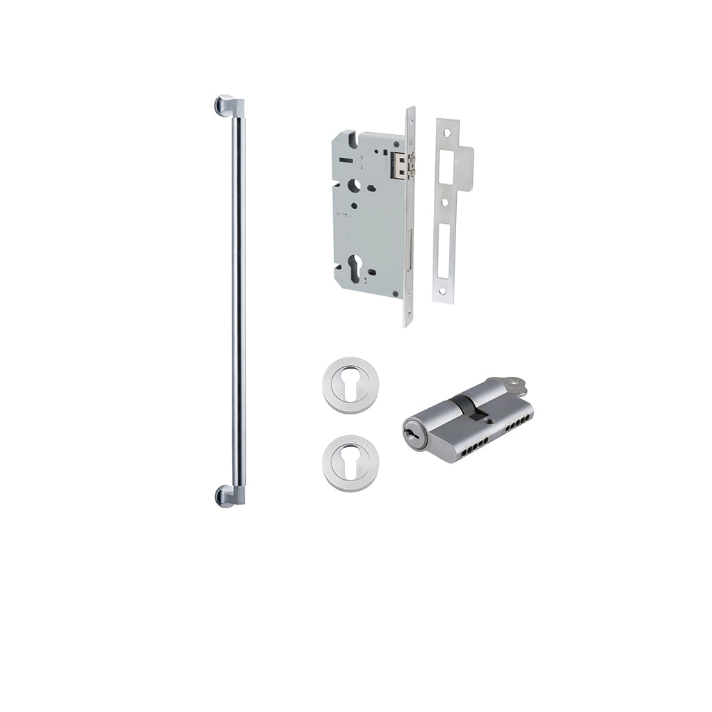 Berlin Pull Handle Brushed Chrome / 600mm / Entrance Kit Dual Function (Key-Key)