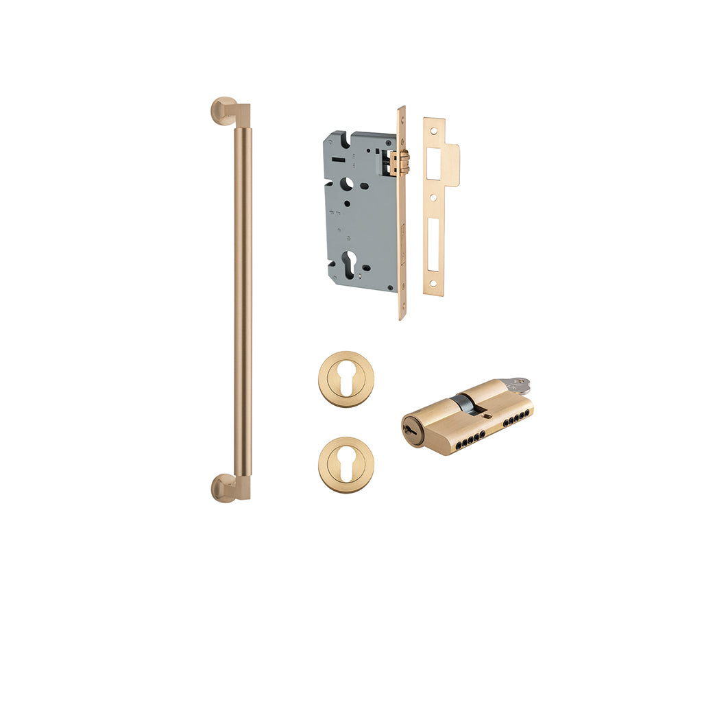 Berlin Pull Handle Brushed Brass / 450mm / Entrance Kit Dual Function (Key-Key)