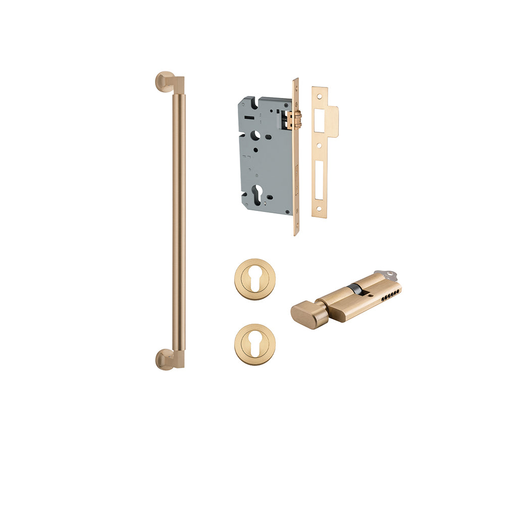 Berlin Pull Handle Brushed Brass / 450mm / Entrance Kit (Key-Thumb)