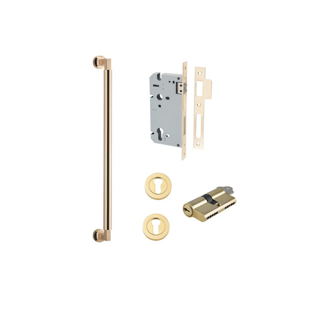 Berlin Pull Handle Polished Brass / 450mm / Entrance Kit Dual Function (Key-Key)