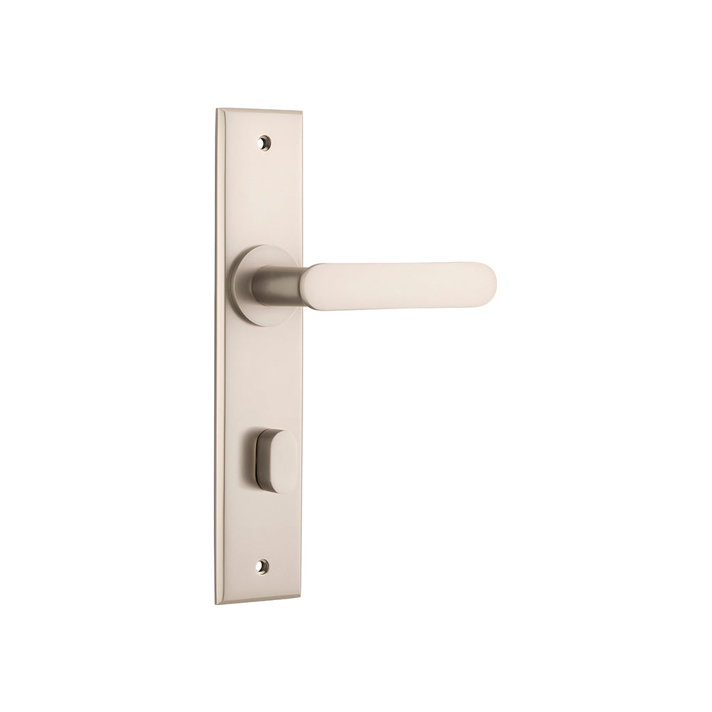 Bronte Lever - Chamfered Backplate Satin Nickel / Privacy / Lever Set Only