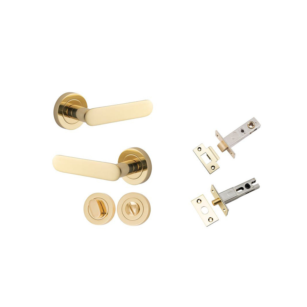 Bronte Lever - Round Rose Polished Brass / Privacy / Separate Privacy Kit