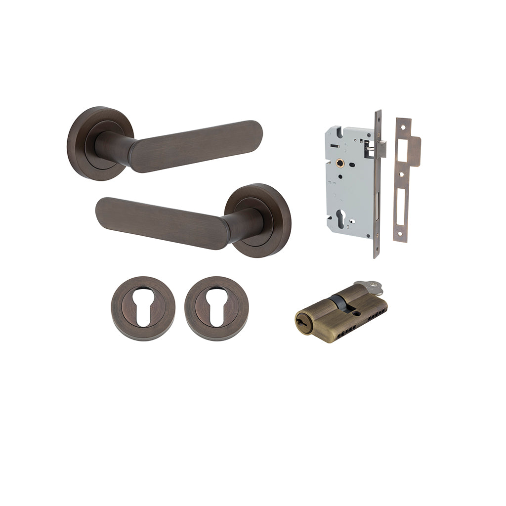 Bronte Lever - Round Rose Signature Brass / Entrance / Entrance Kit Dual Function (Key-Key)