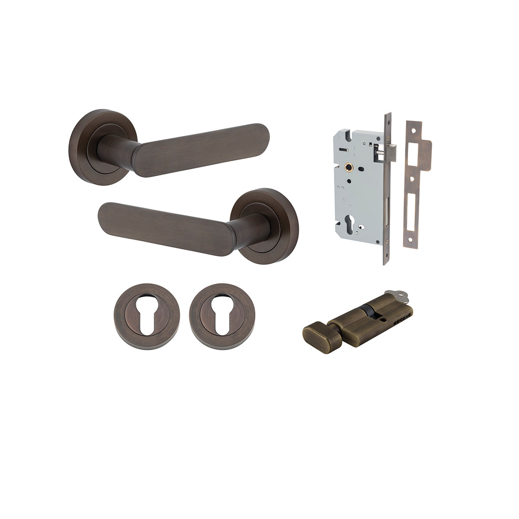 Bronte Lever - Round Rose Signature Brass / Entrance / Entrance Kit (Key-Thumb)