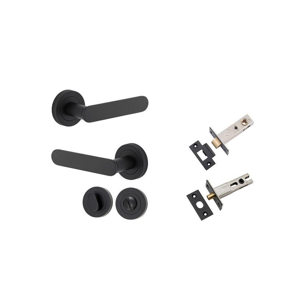 Bronte Lever - Round Rose Matt Black / Privacy / Separate Privacy Kit