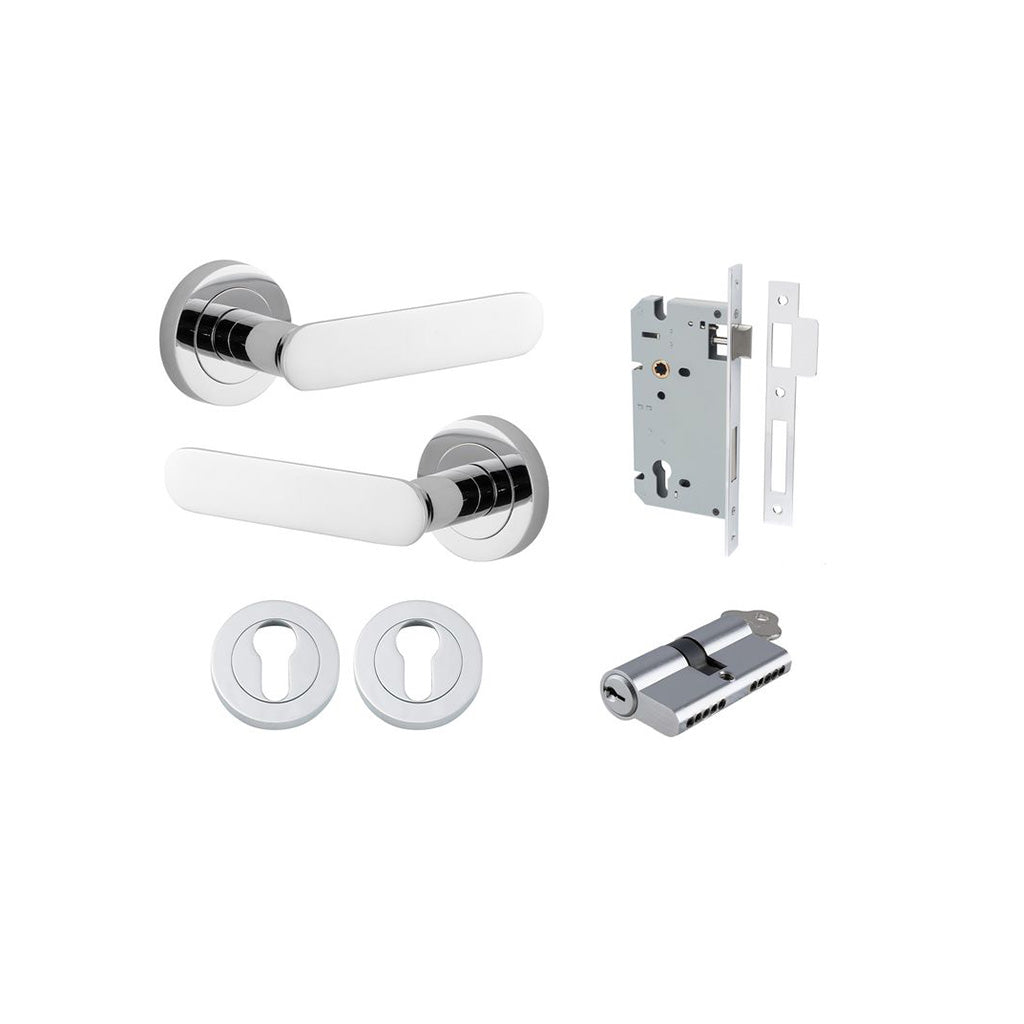 Bronte Lever - Round Rose Polished Chrome / Entrance / Entrance Kit Dual Function (Key-Key)