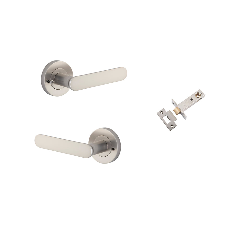 Bronte Lever - Round Rose Satin Nickel / Privacy / Inbuilt Privacy Kit