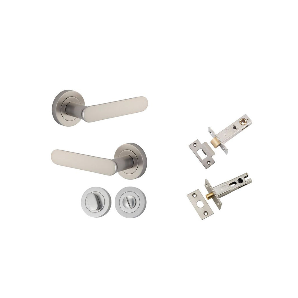 Bronte Lever - Round Rose Satin Nickel / Privacy / Separate Privacy Kit