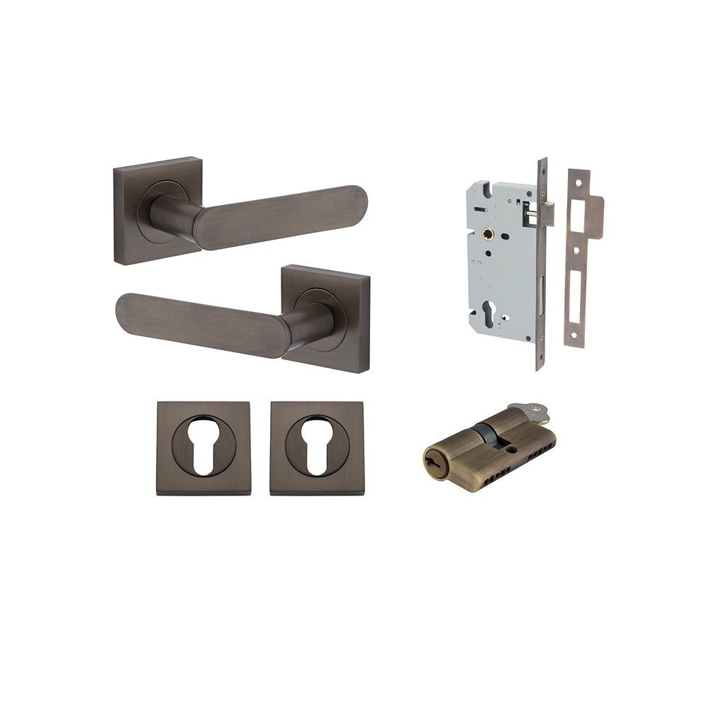 Bronte Lever - Square Rose Signature Brass / Entrance / Entrance Kit Dual Function (Key-Key)