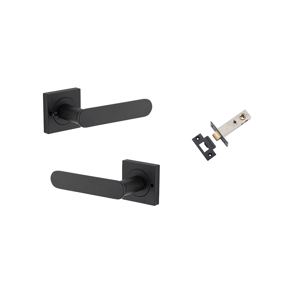 Bronte Lever - Square Rose Matt Black / Privacy / Inbuilt Privacy Kit