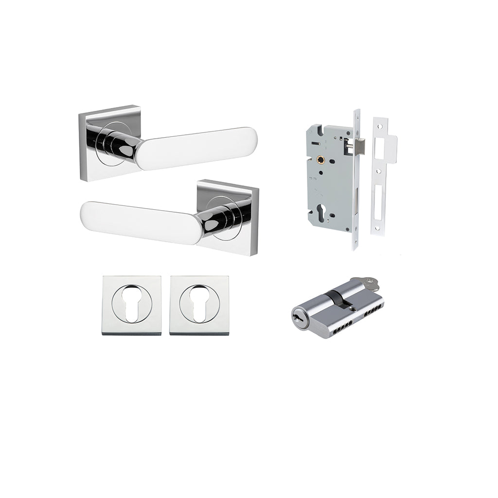 Bronte Lever - Square Rose Polished Chrome / Entrance / Entrance Kit Dual Function (Key-Key)