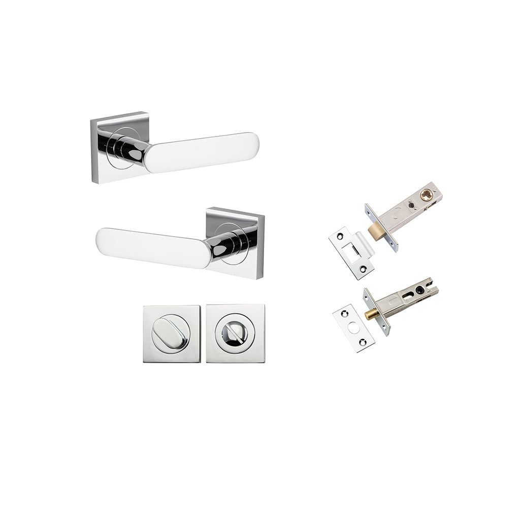 Bronte Lever - Square Rose Polished Chrome / Privacy / Separate Privacy Kit