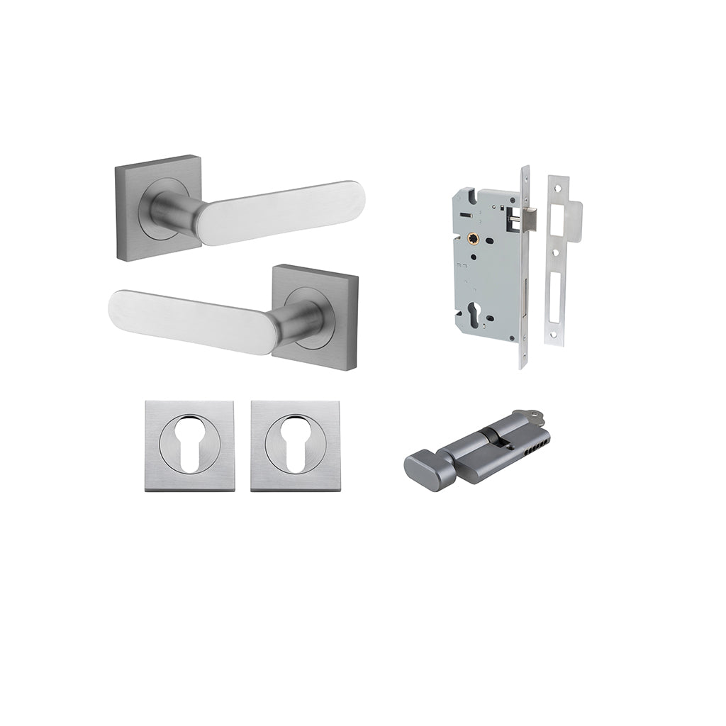 Bronte Lever - Square Rose Brushed Chrome / Entrance / Entrance Kit (Key-Thumb)