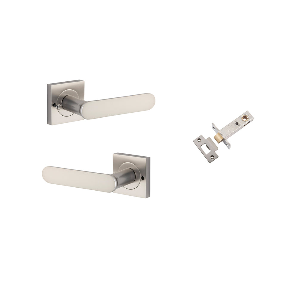 Bronte Lever - Square Rose Satin Nickel / Privacy / Inbuilt Privacy Kit