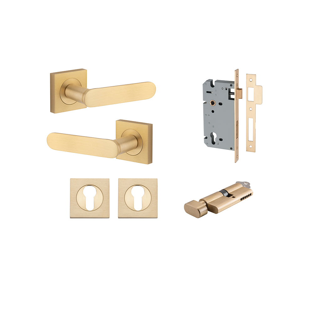 Bronte Lever - Square Rose Brushed Brass / Entrance / Entrance Kit (Key-Thumb)