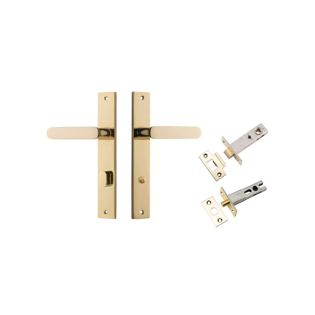 Bronte Lever - Rectangular Backplate Polished Brass / Privacy / Separate Privacy Kit
