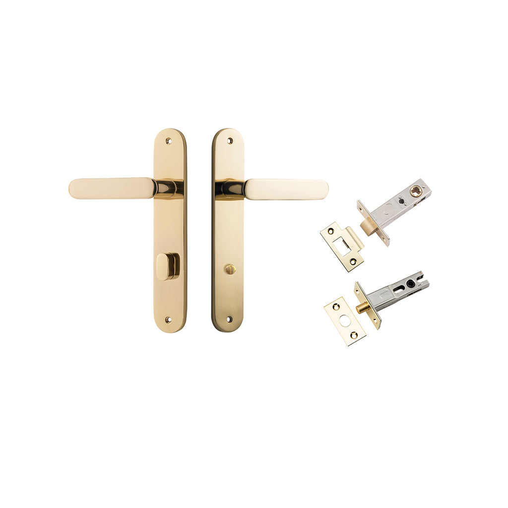 Bronte Lever - Oval Backplate Polished Brass / Privacy / Separate Privacy Kit