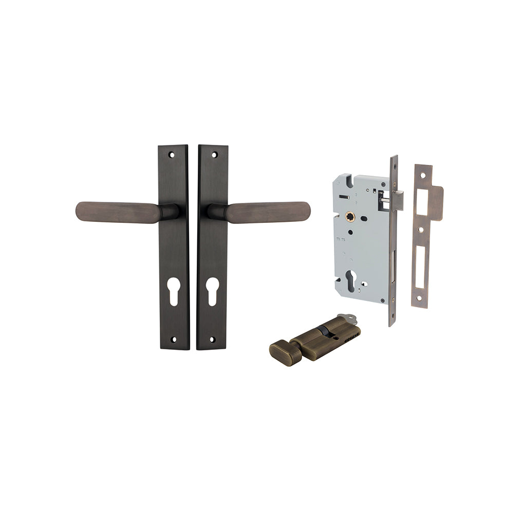 Bronte Lever - Rectangular Backplate Signature Brass / Entrance / Entrance Kit (Key-Thumb)