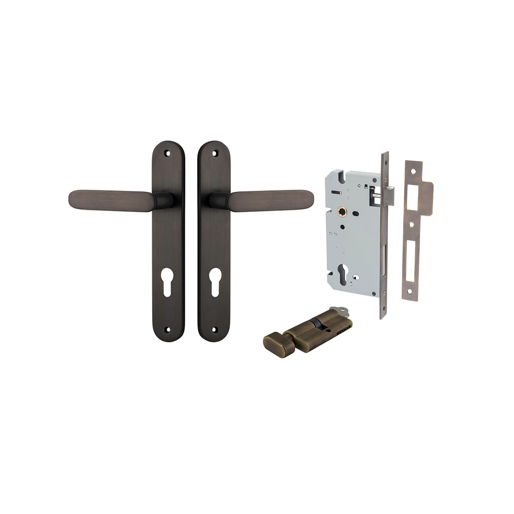 Bronte Lever - Oval Backplate Signature Brass / Entrance / Entrance Kit (Key-Thumb)