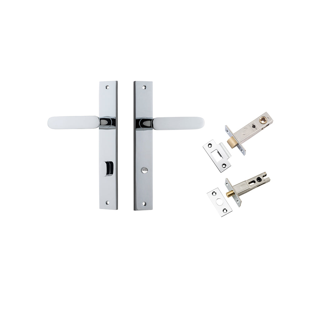 Bronte Lever - Rectangular Backplate Polished Chrome / Privacy / Separate Privacy Kit