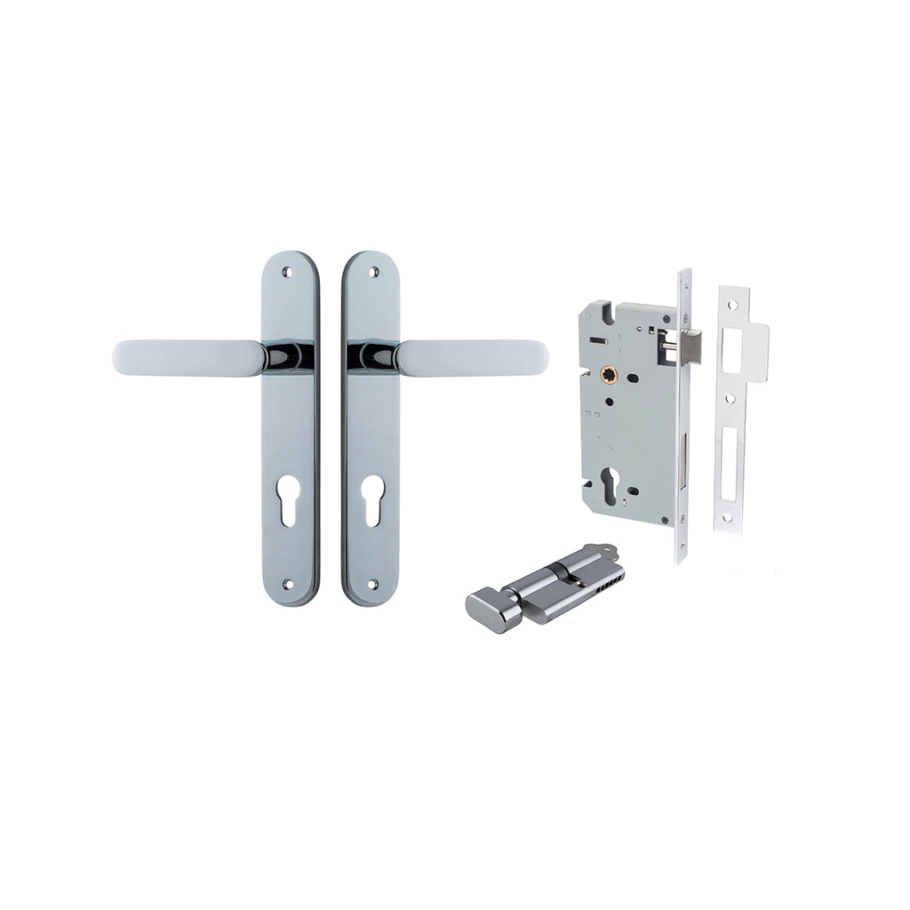 Bronte Lever - Oval Backplate Polished Chrome / Entrance / Entrance Kit (Key-Thumb)