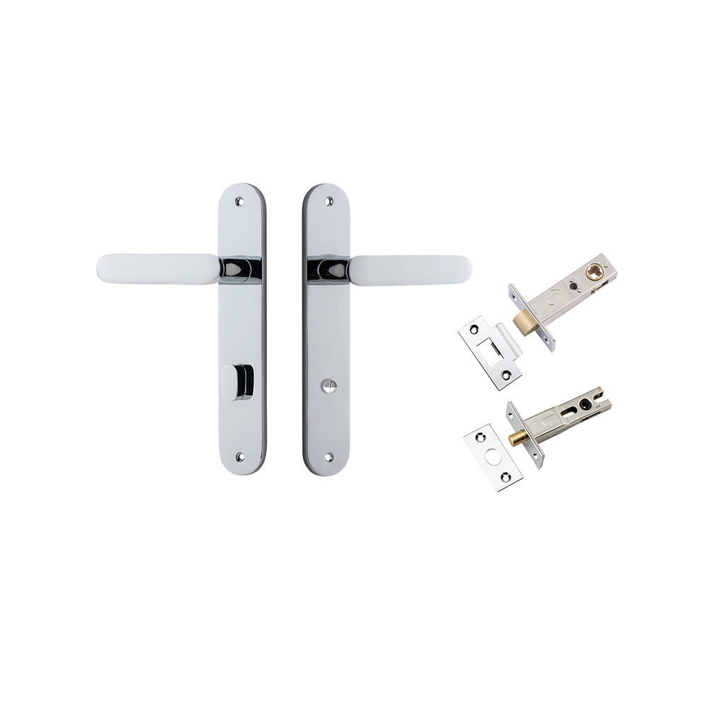 Bronte Lever - Oval Backplate Polished Chrome / Privacy / Separate Privacy Kit