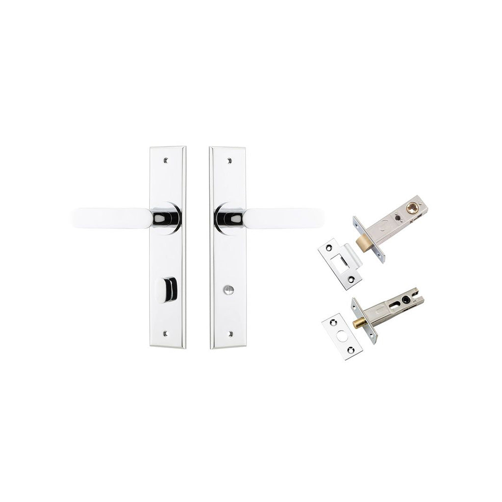 Bronte Lever - Chamfered Backplate Polished Chrome / Privacy / Separate Privacy Kit
