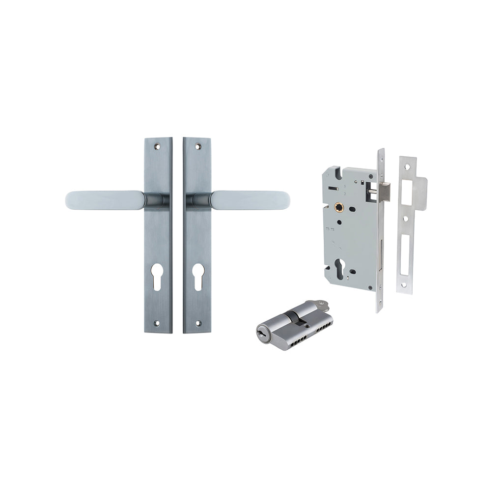 Bronte Lever - Rectangular Backplate Brushed Chrome / Entrance / Entrance Kit Dual Function (Key-Key)