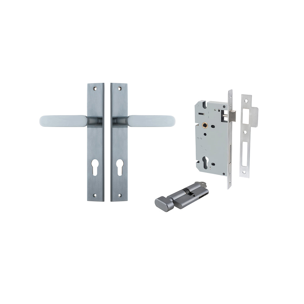 Bronte Lever - Rectangular Backplate Brushed Chrome / Entrance / Entrance Kit (Key-Thumb)