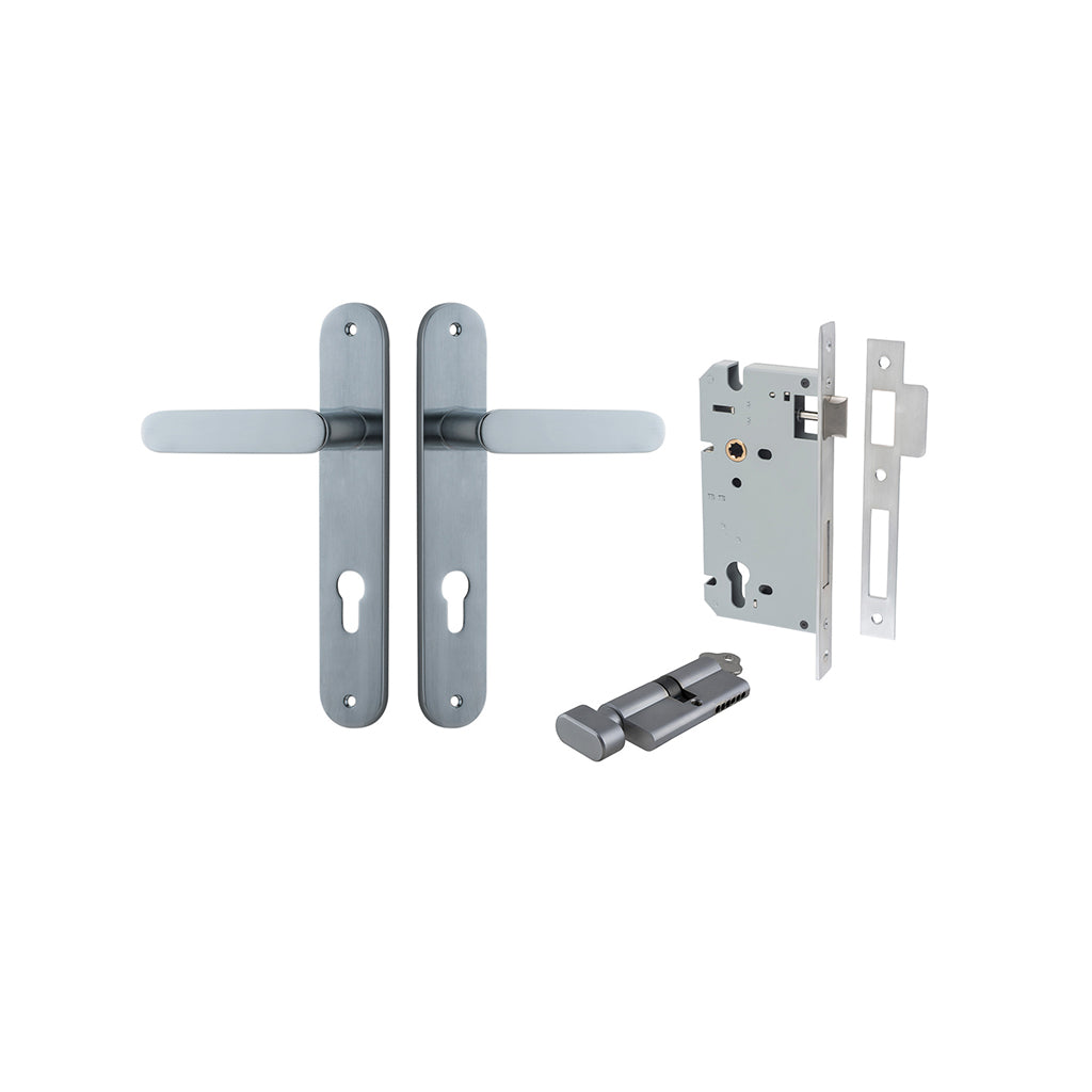 Bronte Lever - Oval Backplate Brushed Chrome / Entrance / Entrance Kit (Key-Thumb)
