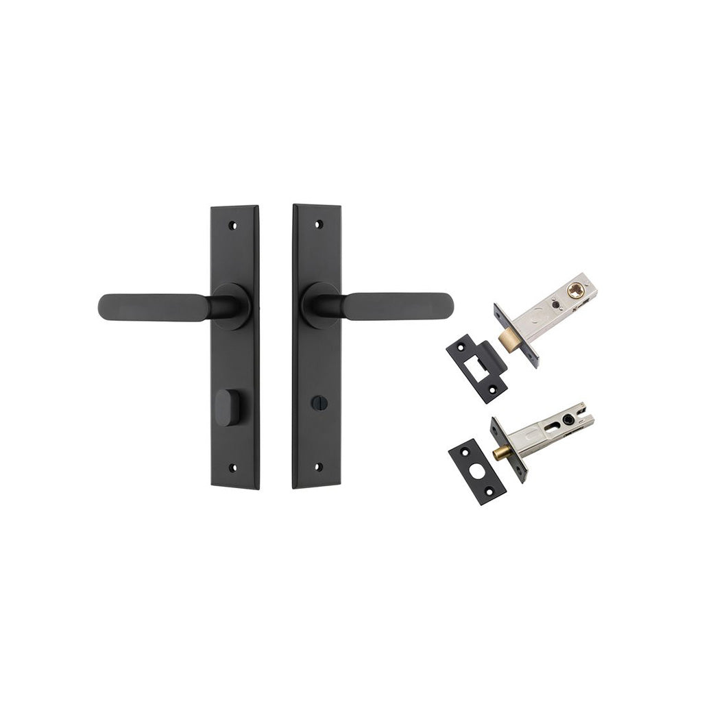 Bronte Lever - Chamfered Backplate Matt Black / Privacy / Separate Privacy Kit
