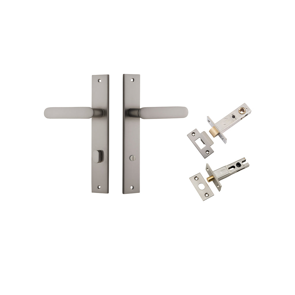 Bronte Lever - Rectangular Backplate Satin Nickel / Privacy / Separate Privacy Kit